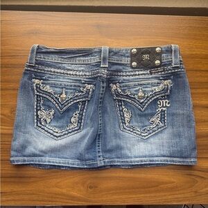 Miss Me embroidered denim mini skirt